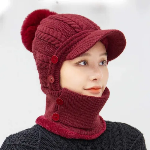 Miniatura 61 de HUAMULAN Gorro de invierno de una pieza para mujer, pasamontañas de forro polar, pasamontañas, máscara facial, bufanda, orejeras, esquí, nieve