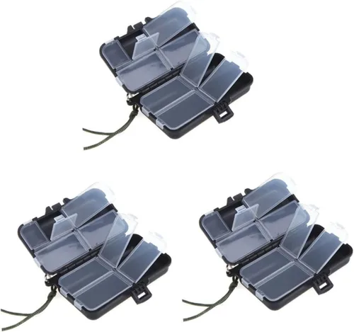 Miniatura 5 de INOOMP Caja de almacenamiento rosa para accesorios de pesca con mosca, caja de aparejos de pesca de plástico, 9 compartimentos