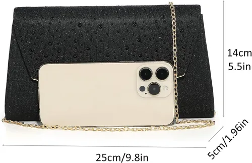 Miniatura 4 de DETARA Bolsos de noche para mujer, con lentejuelas con purpurina, monederos de mano para mujer, de cristal brillante, falp, formal, boda, fiesta