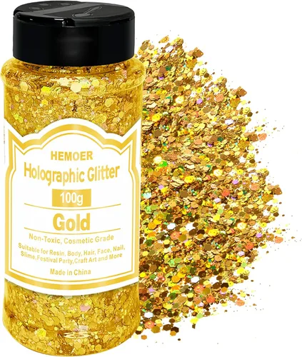 Miniatura 25 de HEMOER Purpurina Gruesa Holográfica, 12 Colores de Lentejuelas Brillantes, Conjunto de Purpurina de Poliéster Exclusivo Mixto para Resina Epoxi