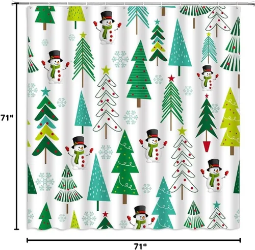 Miniatura 6 de GCTNBJL Cortina de ducha navideña para RV, diseño de árbol de pino, copo de nieve, estrella, bosque, vacaciones de invierno, naturaleza rústica