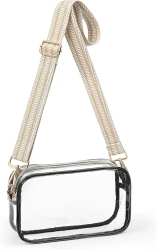 Miniatura 8 de Bulado Bolsa transparente para eventos de estadio, monederos transparentes para mujeres con correa ajustable, bolsa cruzada para fanáticos