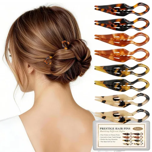 Miniatura 8 de 6 piezas de broches franceses para el cabello para mujer, broches franceses para el cabello con caparazón de tortuga, broches grandes para peinar