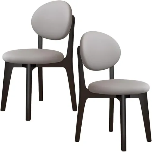 Miniatura 76 de YVYKFZD Juego de sillas de comedor, sillas de cocina de madera maciza, silla de comedor de granja con respaldo curvo, silla tapizada de cuero