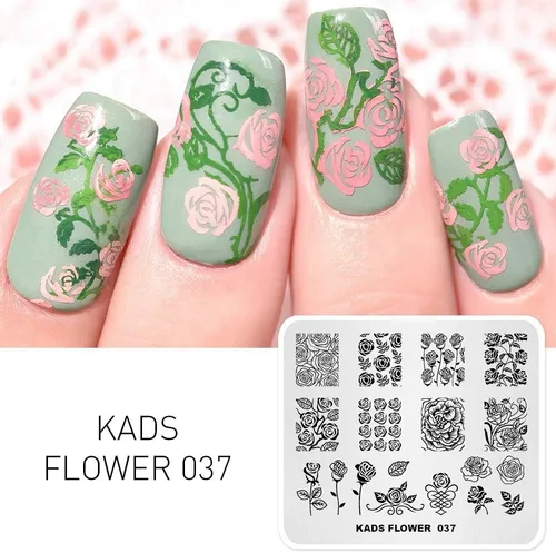 KADS Plato de estampado de uñas Plantilla de flores Placas de diseño de imagen para decoración de uñas y arte de uñas DIY (FL037)