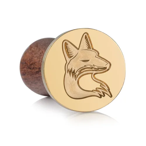 Miniatura 2 de Mceal Sello de cera, cabeza de latón con mango de palisandro, 1.2 "(30 mm) de diámetro, zorro Vulpe