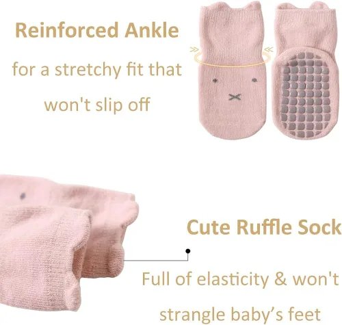 Miniatura 3 de SUITBOY Baby Girls Socks Toddlers Ruffle Socks Frilly Socks for Toddler Girls Baby Nonslip Cotton Socks with Grips