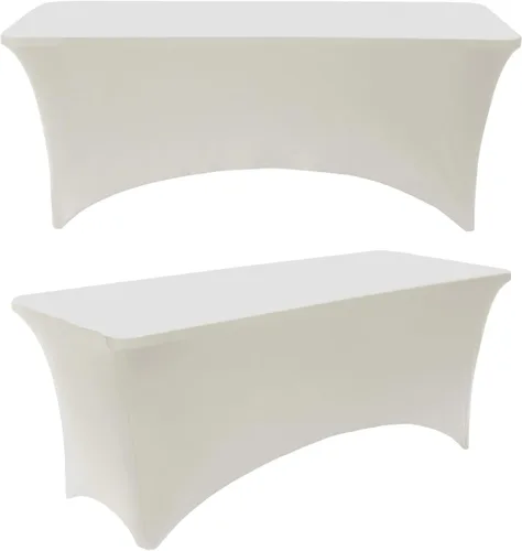 Miniatura 19 de Paquete de 2 manteles rectangulares elásticos de 6 pies para cocina, comedor, elástico, resistente a las arrugas, de elastano, lavable, para Rosa