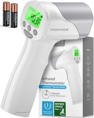 Termómetro de frente infrarrojo sin contacto de grado médico FSA-HSA elegible, resistente, termómetro digital tipo pistola para adultos y bebés,
