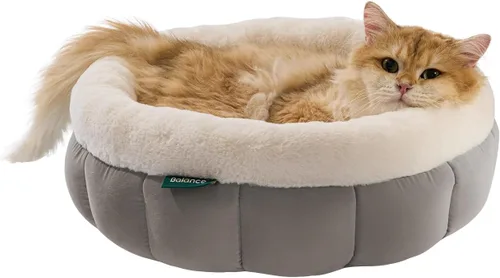 Miniatura 9 de BALANCE Camas para gatos de interior, cama redonda lavable para gatos, bonita cama para gatitos con parte inferior antideslizante para gatitos