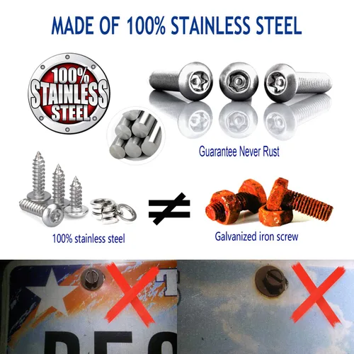 Miniatura 2 de ZXFOOG Tornillos antirrobo para placa de matrícula, kits de sujetadores de pernos de acero inoxidable para soporte de marco de etiqueta