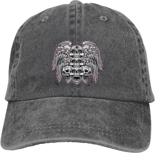Miniatura 9 de Cowboy Hat Trendy Hats for Man and Women Djustable Four Season Outdoor Baseball Cap of Hell Skull with Angel Deep Heather