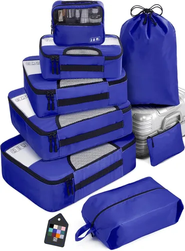 Veken Juego de 8 cubos de embalaje para maletas, organizadores de bolsas de viaje para equipaje de mano, juego de bolsas organizadoras de maletas