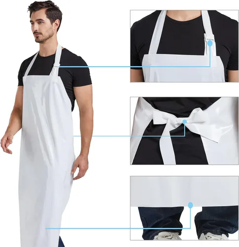 Miniatura 4 de Nanxson Delantal impermeable de TPU Delantal de trabajo industrial ligero con hebilla ajustable delantales de carnicero para lavavajillas CF3148