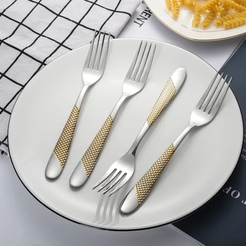 Miniatura 6 de Juego de 4 tenedores de acero inoxidable, cubiertos y tenedores de postre para el hogar, cocina, restaurante