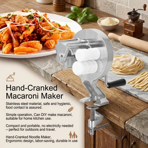 Miniatura 2 de Máquina manual para hacer macarrones, máquina para hacer pasta, máquina para hacer pasta, acero inoxidable, manivela, fideos, máquina de prensado