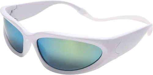 Miniatura 4 de GUVIVI Gafas de sol para niños con correa envolvente, gafas de sol futuristas para niños y niñas, persianas ovaladas de 4 a 12 años