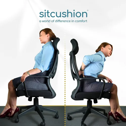 Miniatura 9 de SitCushion Cojín ergonómico de asiento para aliviar el dolor de ciática y coxis – Cojín extragrande de espuma viscoelástica para silla de oficina