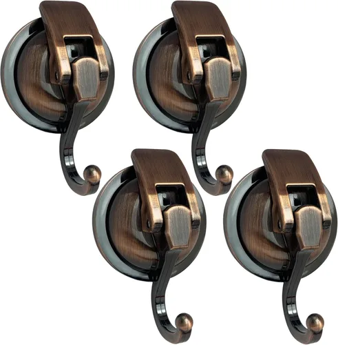 Ganchos de ducha de succión al vacío resistentes, ganchos de ventosa de vidrio, ganchos para bata de baño, reutilizables, sin perforaciones, latón