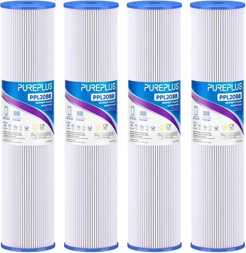Miniatura 10 de PUREPLUS Filtro de sedimento plisado para toda la casa de 5 micrones de 20" x 4.5" para agua de pozo, cartucho de repuesto para ECP20-20BB, AP810-2
