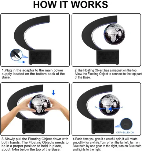 Miniatura 5 de Globo flotante, globos geográficos de levitación magnética con luces LED, globos giratorios de escritorio para niños, hombres y familia