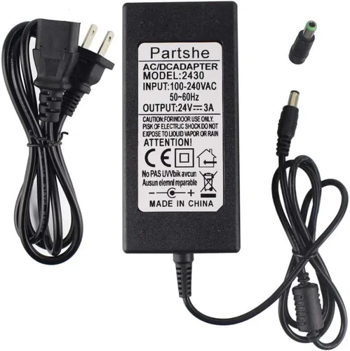 PARTSHE Fuente de alimentación del cargador del adaptador de corriente continua de 24V CA para la impresora de etiquetas Zebra ZP550 ZP450 GX420d