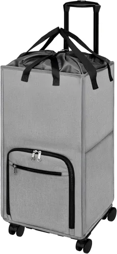 Miniatura 13 de Bukere - Cesta de lavandería con ruedas, cesta grande con 4 ruedas y 2 asas, bolsa de lavandería con ruedas plegable independiente para ropa, Gris