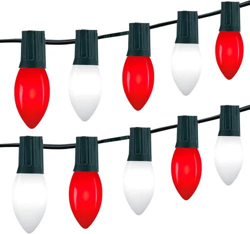 Miniatura 10 de Luces LED vintage C9 de Navidad para exteriores, luces de cadena C9 de 150 pies con 75 bombillas C9 irrompibles, luces comerciales impermeables