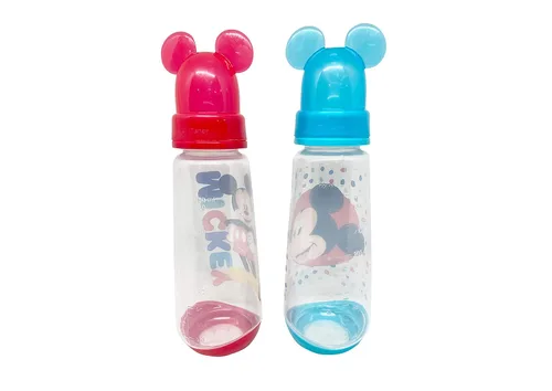 Miniatura 3 de Disney Cudlie Mickey Mouse - Paquete de 2 botellas de 9 onzas con tapa moldeada de personaje extraíble en estampado de estrellas de Mickey en rojo