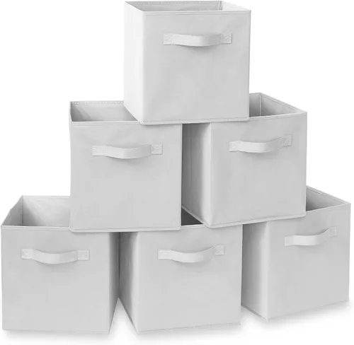 Miniatura 14 de Casafield juego de 6 cubos de almacenamiento plegables de tela, canastas de tela plegables de 11 pulgadas, para estantes, cubos organizadores