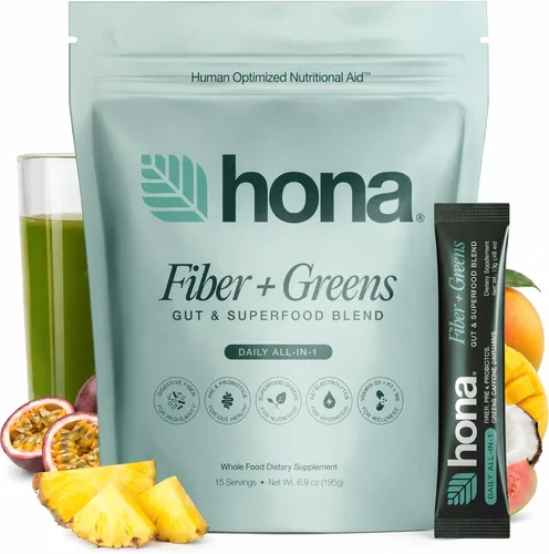 Polvo de fibra y verduras, mezcla de intestino y superalimentos, polvo de superalimentos verdes con 0.31 onzas de fibra, prebióticos, probióticos y