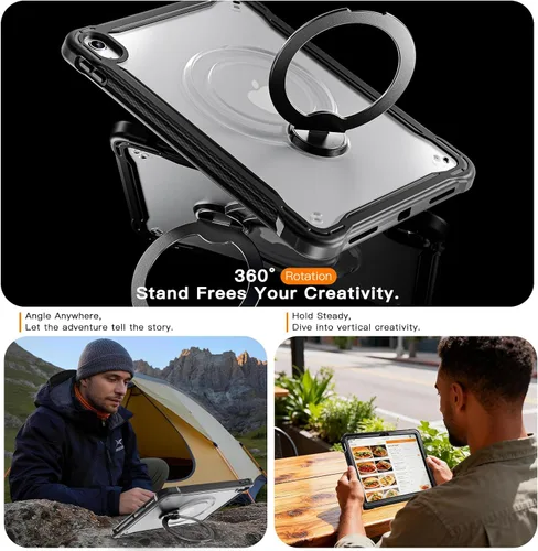 Miniatura 9 de Case for iPad A16 11th Generation 11-inch 2025 & iPad 10th Generation 10.9-inch 2022 with Screen Protector, 360° Rotating Kickstand Handle, Rugged