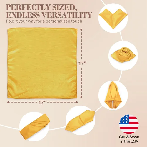 Miniatura 6 de Ultimate Textile -1 docena - Reversible Shantung Satin - Majestic - Servilletas de tela Majestic de 17 x 17 pulgadas color dorado