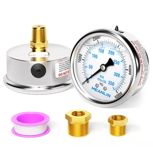 Miniatura 41 de MEANLIN MEASURE - Manómetro de acero inoxidable, relleno de líquido, esfera con cara de 2.5 pulgadas, NPT de 1/4 de pulgada, agua, aceite y gas