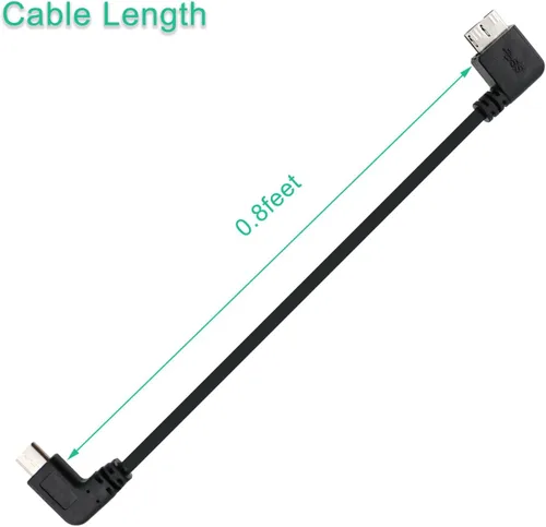 Miniatura 3 de Cable de disco duro externo para KESU, Toshiba, Seagate, WD, HDD USB C Cable a Micro B, 90 grados, 0.8 pies de corto