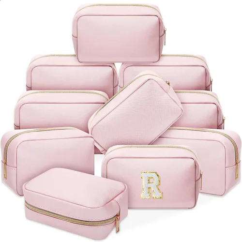 Miniatura 18 de Sweetude 10 bolsas de maquillaje a granel para mujeres, regalo preparatorio, bolsa de cosméticos de piel sintética, pequeña bolsa de aseo