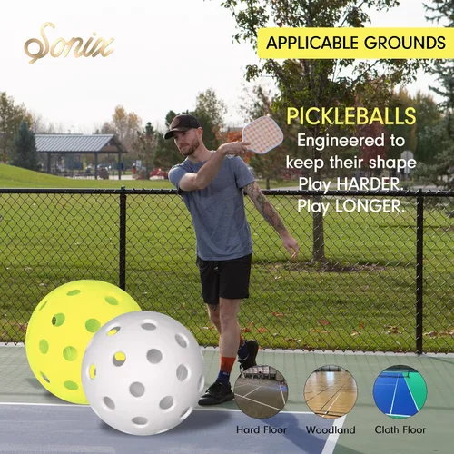 Miniatura 5 de Sonix Aprobado por USAPA Juego de 2 palas de pickleball Juego de pickleball de superficie de fibra de vidrio con 2 raquetas, 4 bolas y bolsa