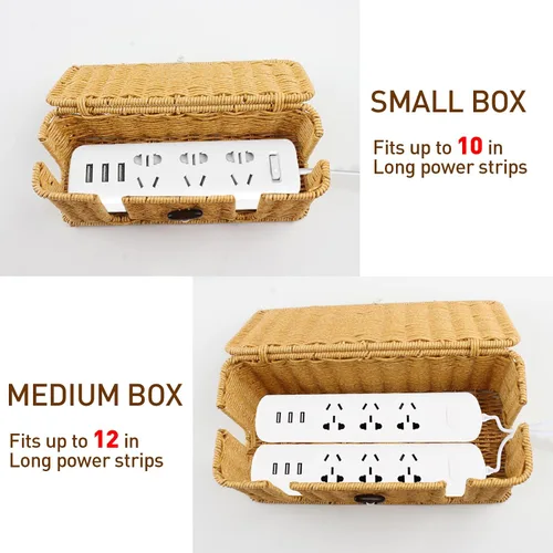 Miniatura 3 de Caja de organización de cables, paquete de 2 cajas organizadoras para ocultar cables, caja de cables pequeña y mediana para cables, organizador