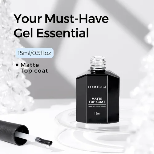 Miniatura 7 de TOMICCA Capa superior de gel mate, 0.5 onzas líquidas, acabado mate para esmalte de uñas de gel, remojar LED UV para curar de larga duración