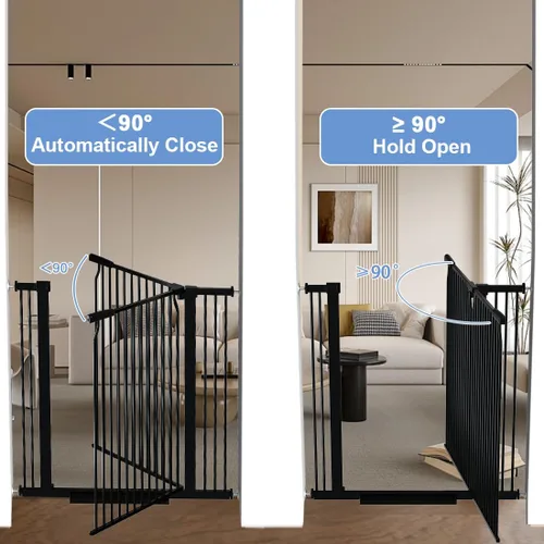 Miniatura 5 de Puerta de bebé extra alta de 40.55" para escaleras - 40.6"-54.7" de ancho 1.37" de espaciado ultra estrecho Puerta extra ancha para gatos y perros