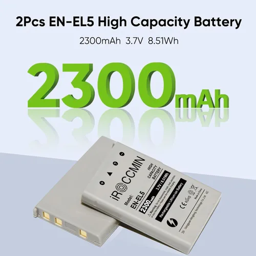 Miniatura 2 de 2 baterías de repuesto EN-EL5 de 2300 mAh para Nikon Coolpix 3700, 4200, 5200, 5900, 7900, P3, P4, P80, P90, P100, P500, P510, P520, P530, P5000