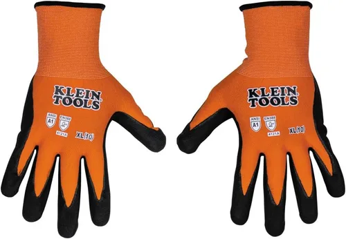 Miniatura 19 de Klein Tools 60582 Guantes de Trabajo, Guantes de Punto Sumergidos Resistentes a Cortes ANSI A1 con Revestimiento de Nitrilo, Nylon-Spandex