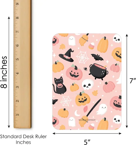 Miniatura 4 de Big Dot of Happiness Pastel Halloween - Tarjetas de bingo y marcadores - Juego de bingo de fiesta de calabaza rosa - Juego de 18
