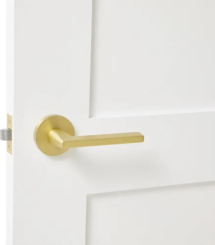 Miniatura 2 de Explore Hardware Palanca de puerta de paso de latón macizo champán, oro satinado para puertas de pasillo o armario