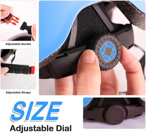 Miniatura 4 de Casco de bicicleta para niños de Banzk, para edades 3-5-8-14+, para niñas y niños, casco con rodilleras, coderas y muñequeras, ventilación, #4 Azul