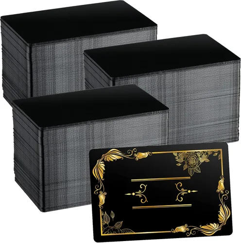 Thenshop 550 tarjetas de visita de metal grabadas placas de aluminio para manualidades, hojas de metal multiusos para manualidades, tarjetas de Negro