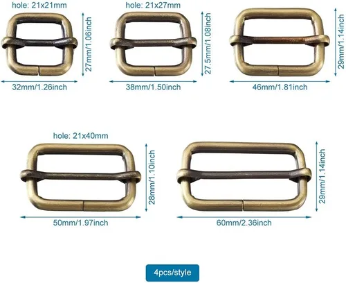 Miniatura 2 de Hebillas deslizantes de ajuste de hierro, Bronce antiguo
