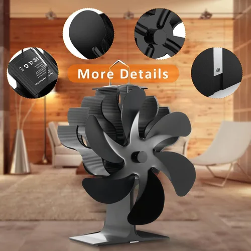 Miniatura 4 de Ventilador de estufa de leña, ventiladores de estufa de tubería para quemador de leña de leña, chimenea Slient, distribución de calor eficiente
