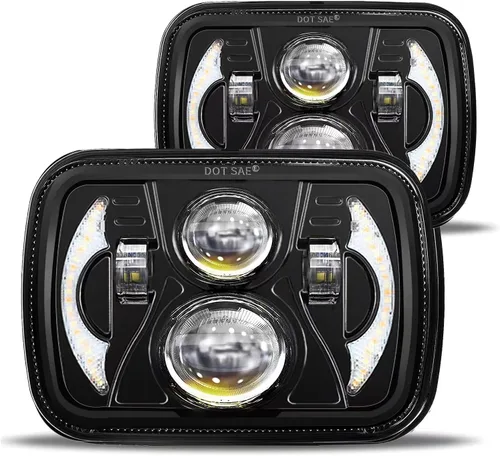 JHLion - Faro LED de 5 x 7, antideslumbrante, H6054, 5 x 7, 7 x 6, 180 W, aprobado por DOT, 600% más brillante, con señal de giro ámbar DRL de alta