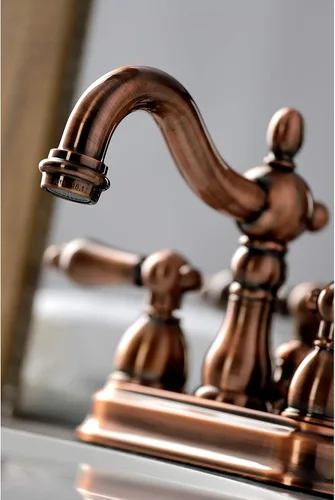 Miniatura 4 de Kingston Brass KB160ALAC Heritage - Grifo de baño central de 4 pulgadas, cobre antiguo
